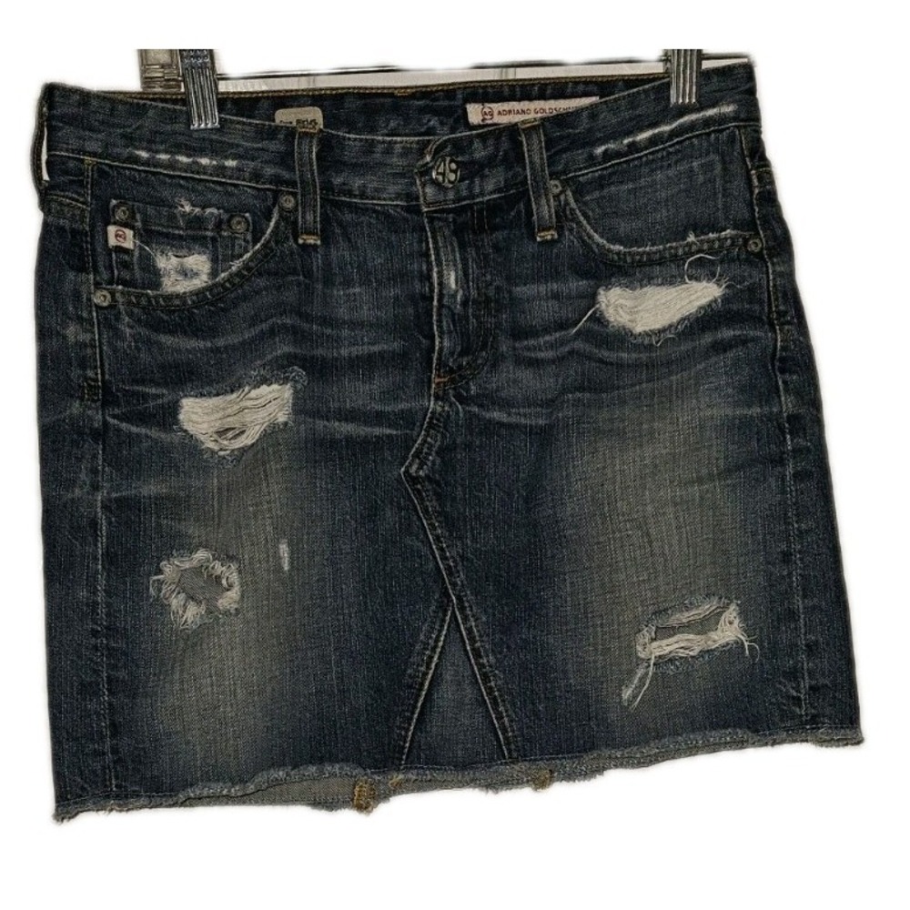 ADRIANO GOLDSCHMIED Box Vintage Skirt Mini Women's 27R Blue Denim Grunge Y2K